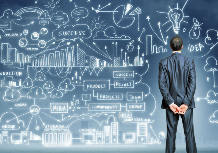 Advancement-in-Technology Businessman and business sketch